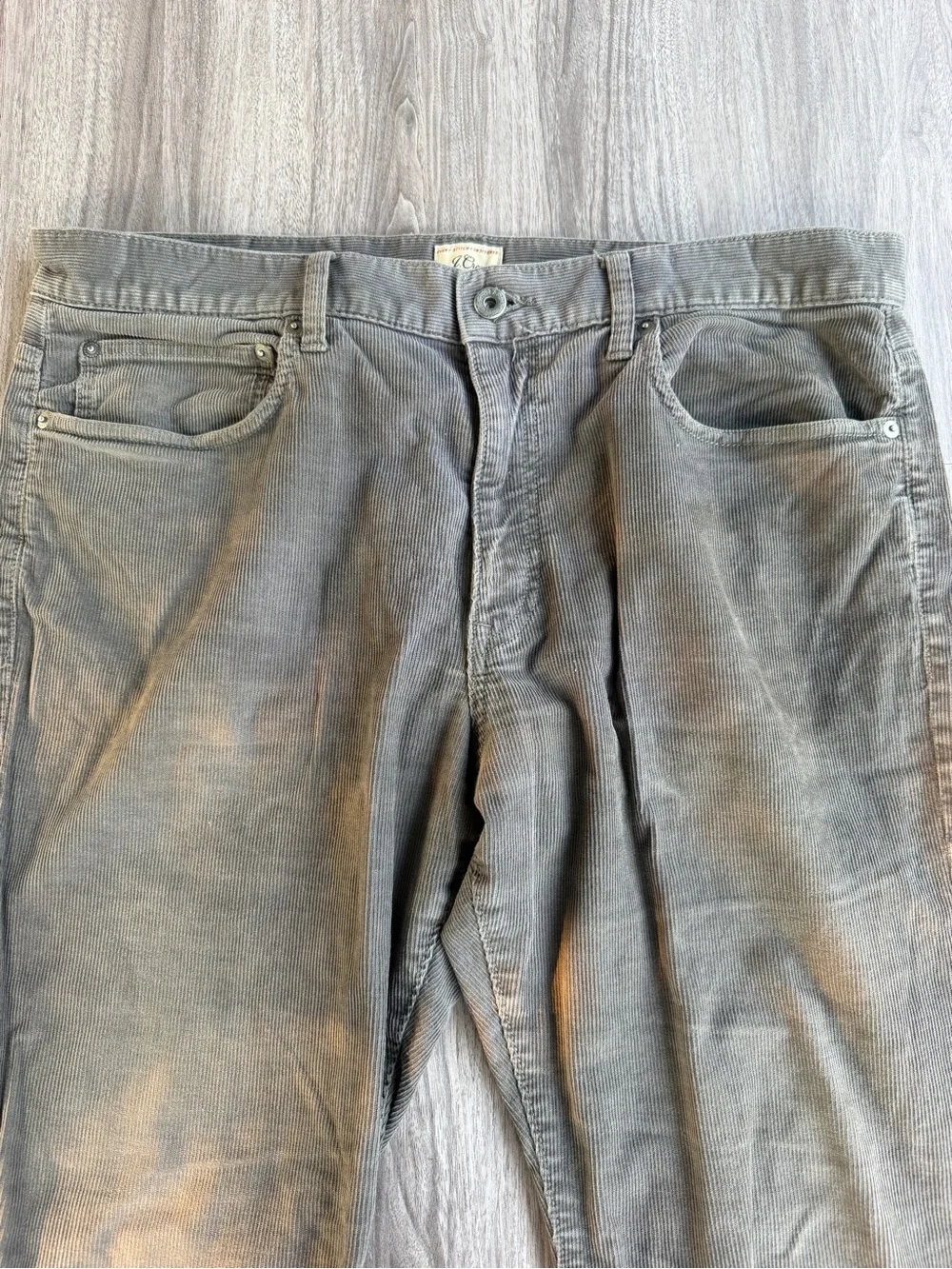 J.Crew Mens Grey Fine Corduroy Pants Stretch Cotton Re-Imagines Size 36x32